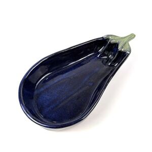 VTG Tom Chamberlain Studio‎ Pottery Eggplant Shape Dish Bowl Purple Aubergine